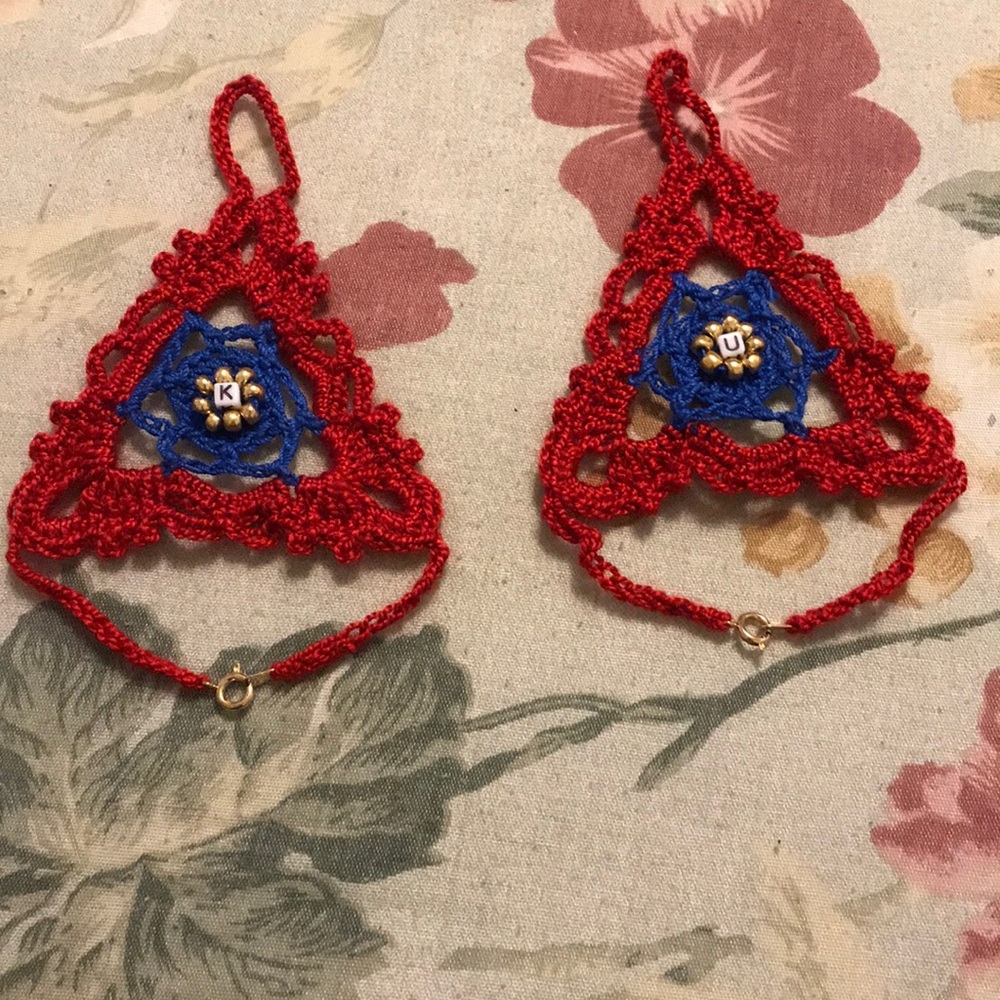 KU (Kansas University) Crochet Hand Embellishment